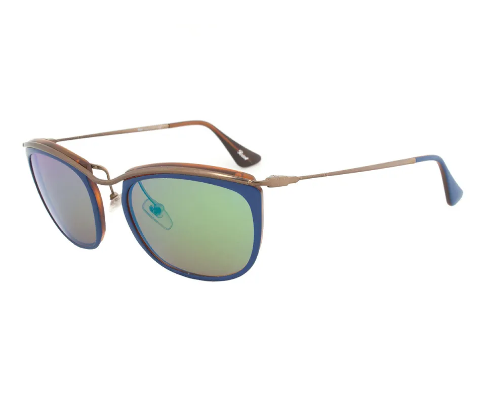 Persol PO3081S 1009/07 Sunglasses | Blue and Matte Havana Frame | Brown Mirror Gold Lens made by Ruumur