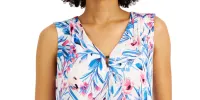 Kasper Women's Floral Print Keyhole Top Pink Size X-Small sold by Ruumur