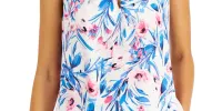 Kasper Women's Floral Print Keyhole Top Pink Size X-Small sold by Ruumur