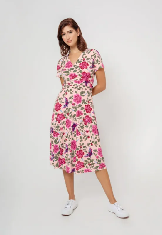 Leota Women's Amiya Midi Perfect Wrap Dress Pink sold by Ruumur