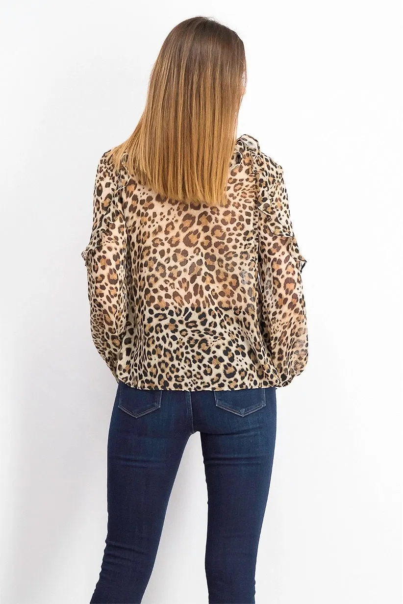 Rachel Rachel Roy Women's Sheer Leopard Print Top Beige Size 0 sold by Ruumur product image thumbnail 2