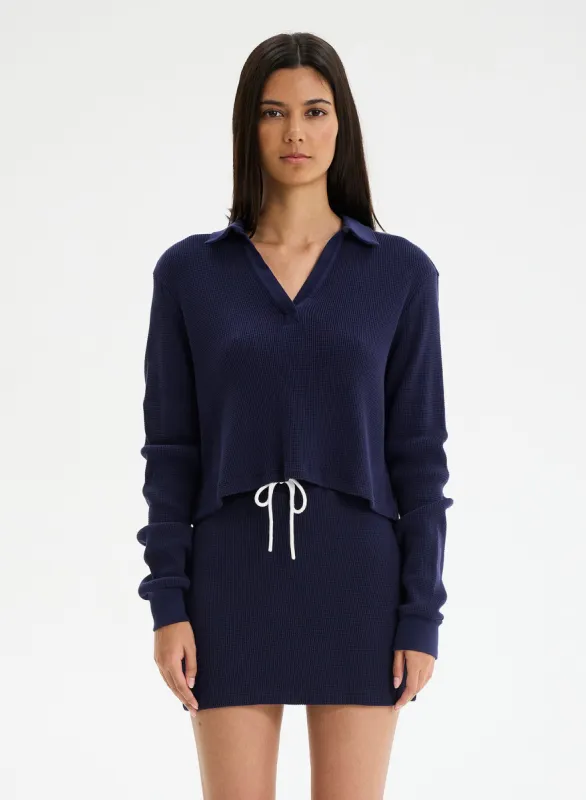 JASMINE - Long Sleeve Waffle Polo sold by Ruumur