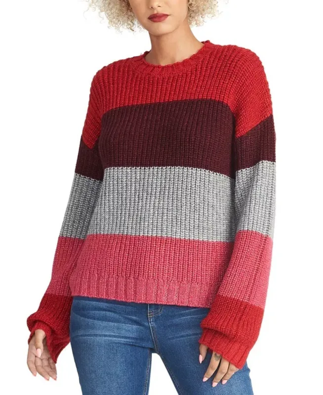 Rachel Roy Women's Bold Stripe Gabe Sweater Pink Size X-Large sold by Ruumur