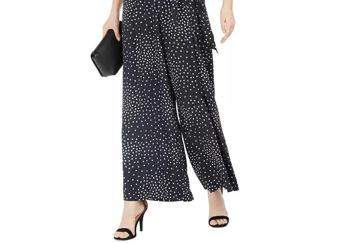 Taylor Women's V-Neck Long Sleeve Tie Side Zipper Back Multi Print Rayon Jumpsuit-Black Ivory Black Size 10 sold by Ruumur product image thumbnail 3