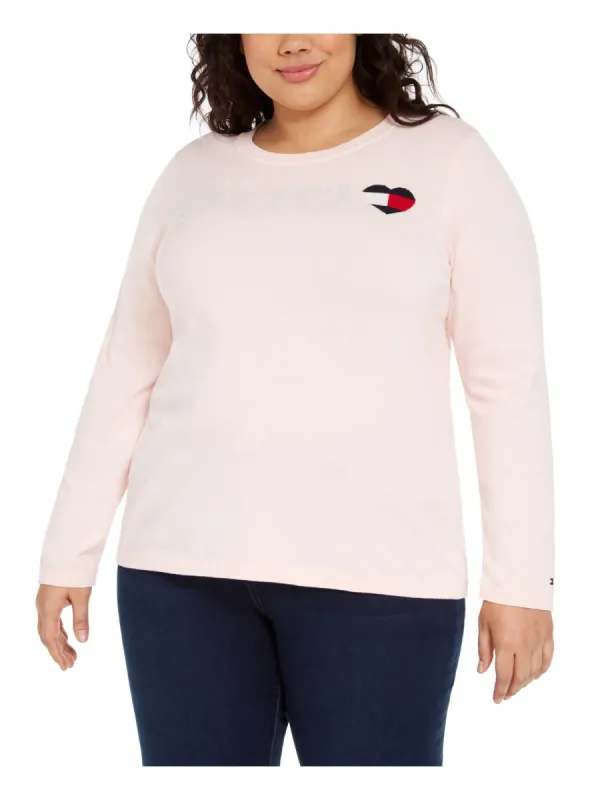 Tommy Hilfiger Women's Hearts Pullover Sweater Pink Size 0X sold by Ruumur