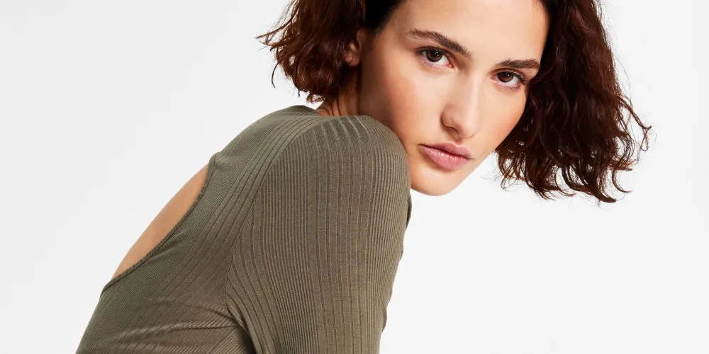 Tommy Jeans Women's Back Cutout Ribbed Long Sleeve Top Green Size X-Large sold by Ruumur product image thumbnail 2