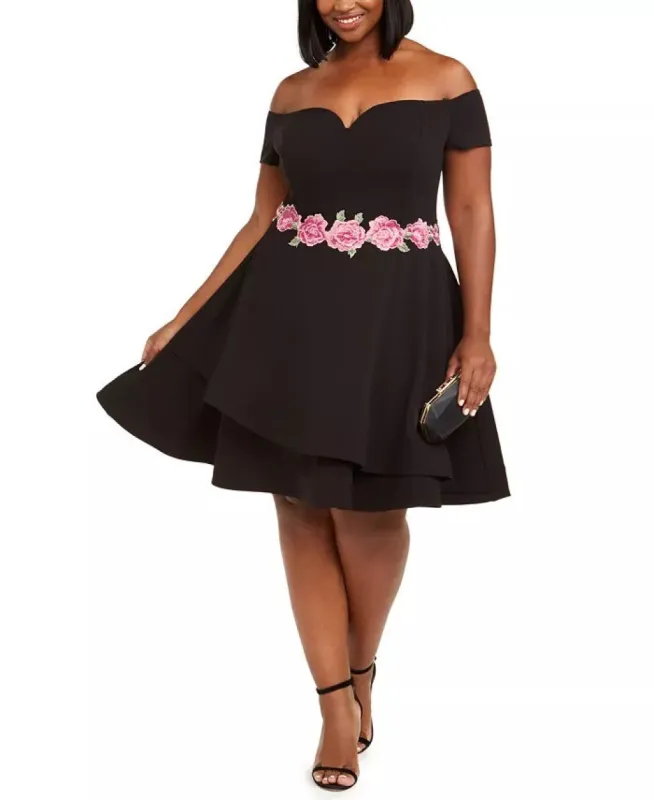 B Darlin Women's Plus Floral Fit & Flare Cocktail Dress Black Size 22W sold by Ruumur