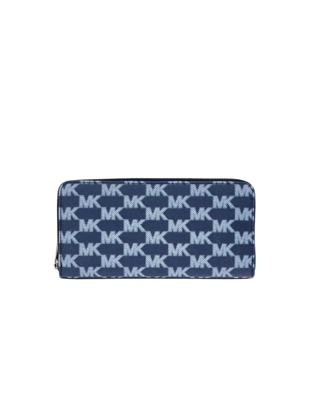 Michael Kors Women's Navy Multi Cooper Logo Jacquard Tech Zip Around Wallet sold by Ruumur