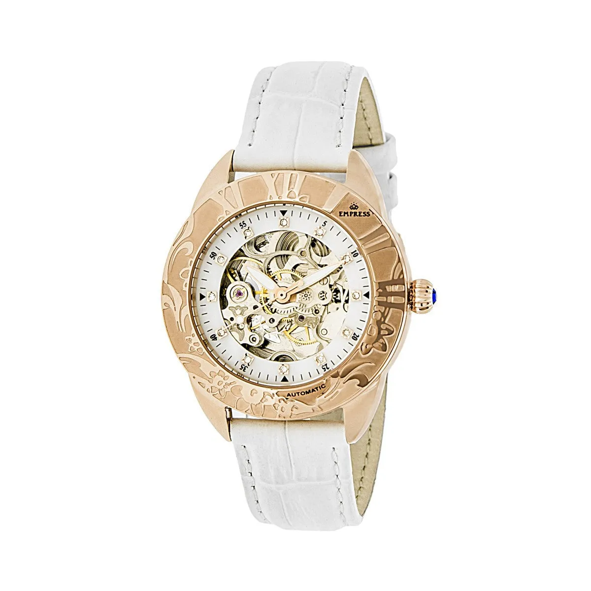 Empress Godiva Automatic MOP Leather-Band Watch - Rose Gold/White sold by Ruumur