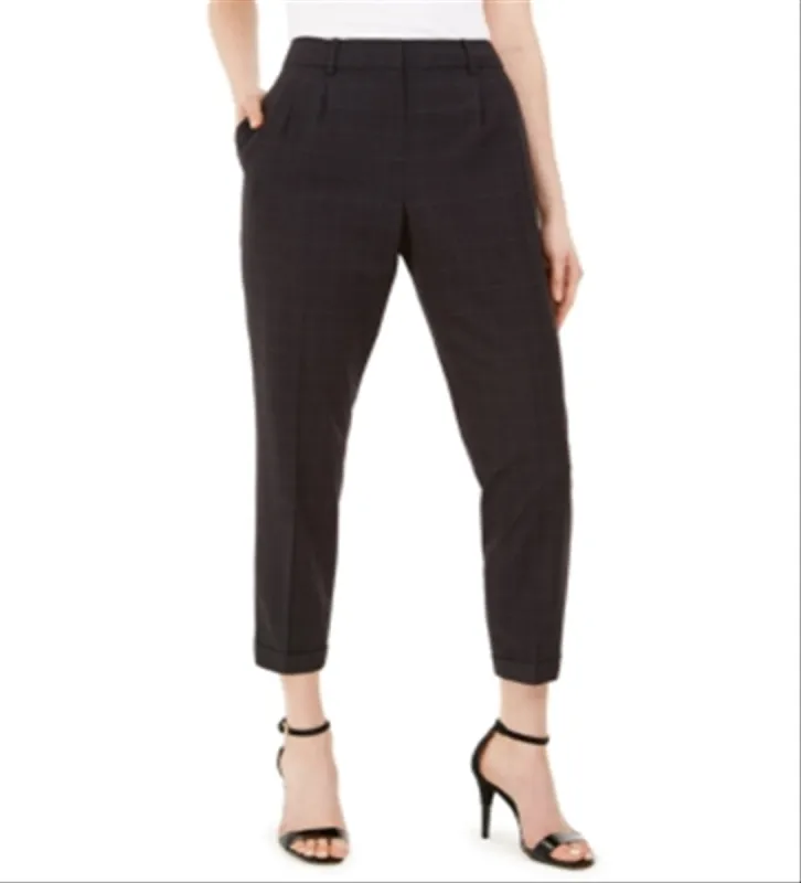 Calvin Klein Women's Slim Leg Ankle Windowpane Pants Gray Size 0 made by Ruumur