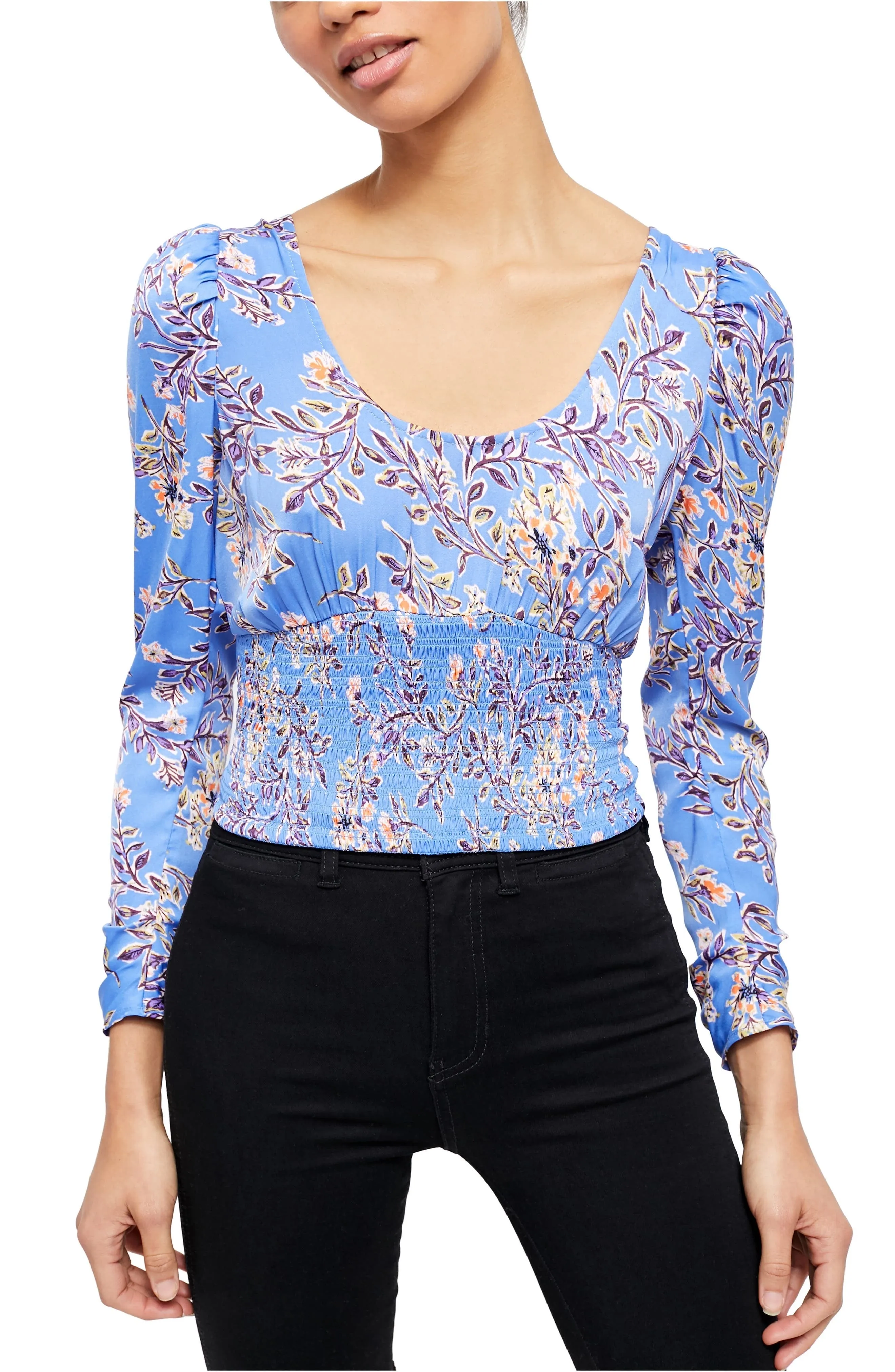 Free People Women's Santiago Print Blouse Navy Size Small sold by Ruumur