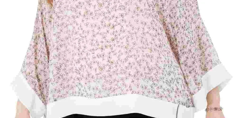 Tommy Hilfiger Women's Plus Size Printed Chiffon Top Pink Size 0X sold by Ruumur product image thumbnail 3