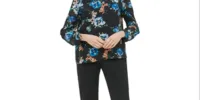 Calvin Klein Women's Ruched Printed Blouse Black Size XS sold by Ruumur
