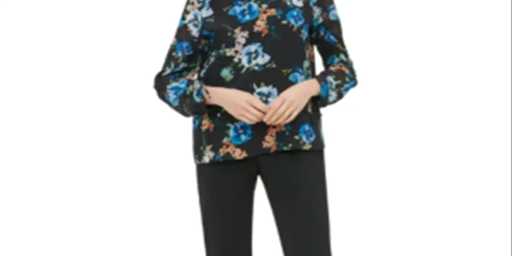 Calvin Klein Women's Ruched Printed Blouse Black Size XS sold by Ruumur product image thumbnail 3