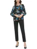 Calvin Klein Women's Ruched Printed Blouse Black Size XS sold by Ruumur