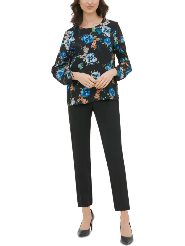 Calvin Klein Women's Ruched Printed Blouse Black Size XS sold by Ruumur