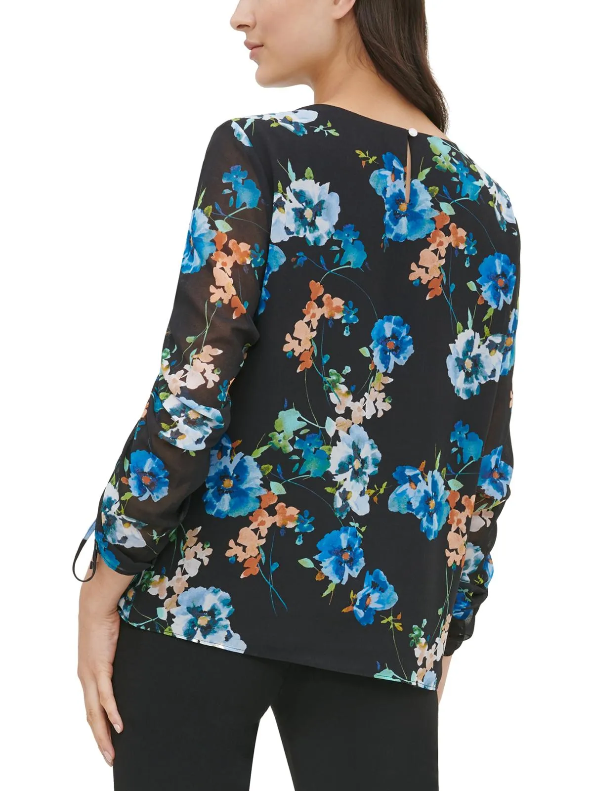 Calvin Klein Women's Ruched Printed Blouse Black Size XS sold by Ruumur product image thumbnail 2