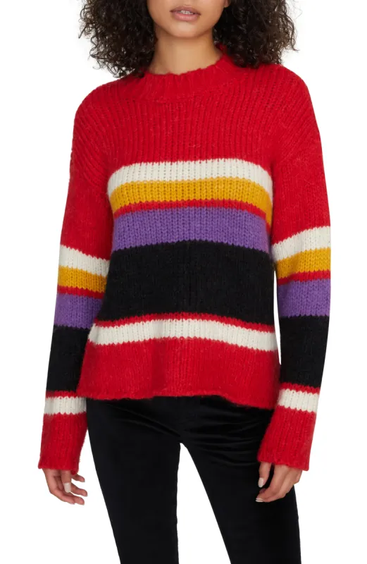 Sanctuary Women's Party Stripe Pullover Sweater Black Size X-Large sold by Ruumur