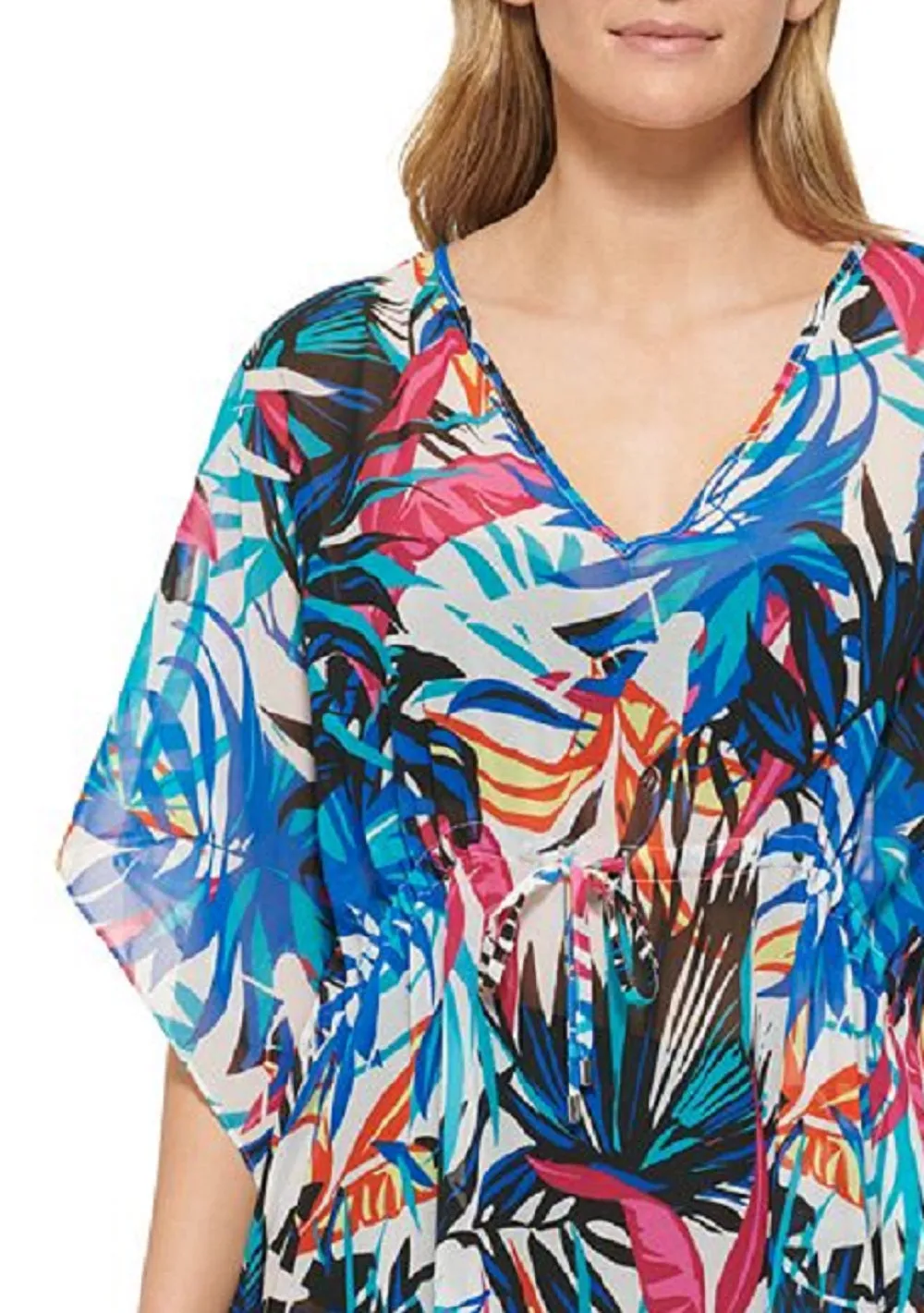 Calvin Klein Women's Printed Drawstring Kaftan Cover Up With Self Bag Swimsuit Blue Size Small sold by Ruumur product image thumbnail 3