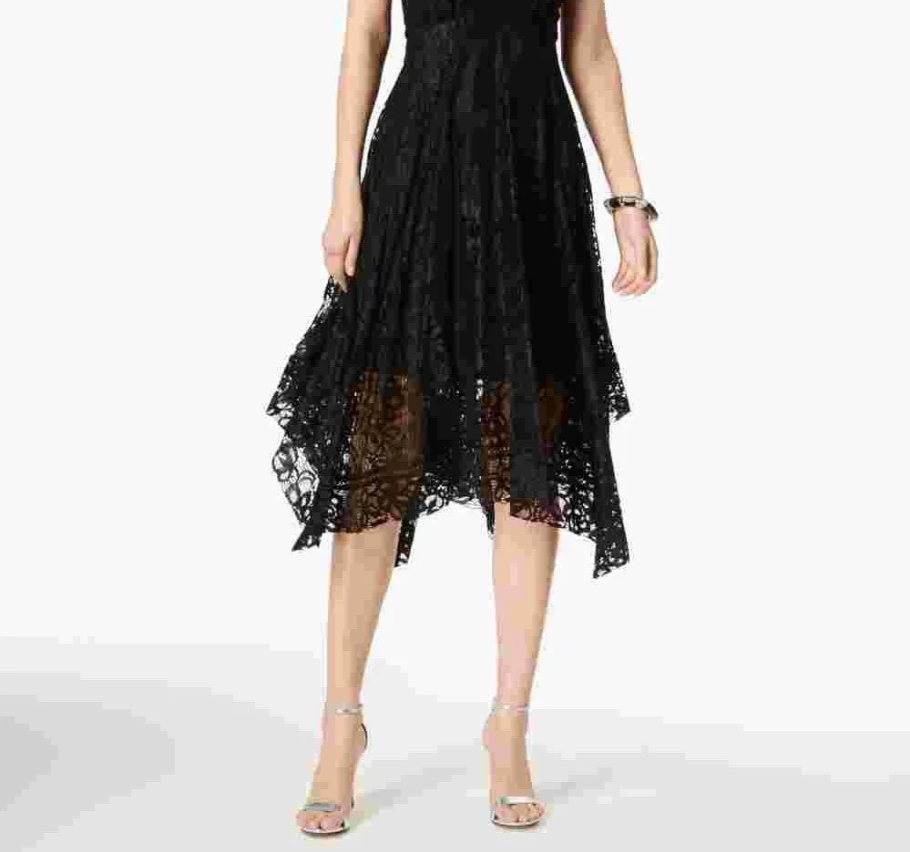 Taylor Women's Printed Lace Handkerchief-Hem Dress Black Size 6 sold by Ruumur product image thumbnail 3
