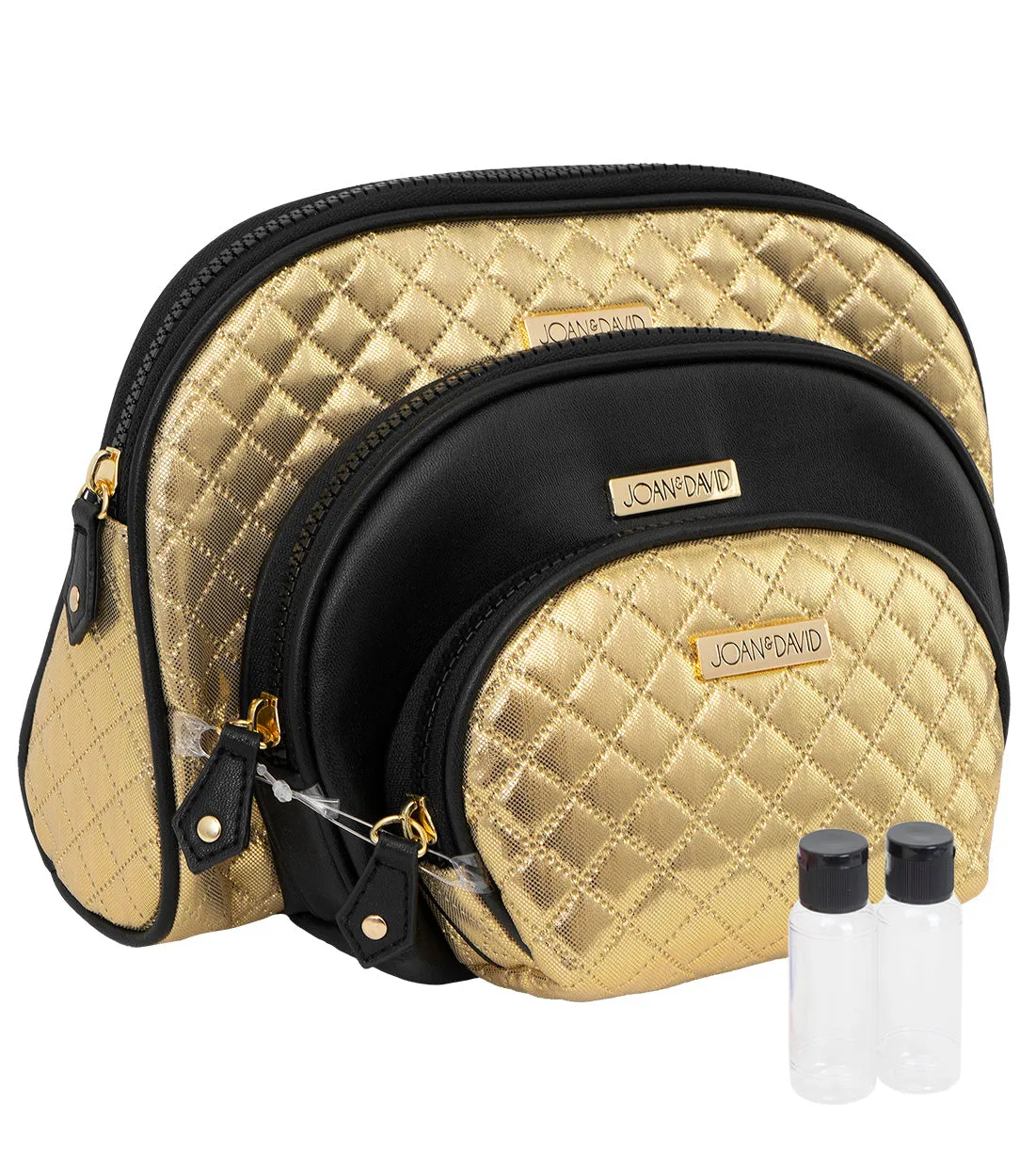 Joan & David Metallic Quilted 3 Piece Dome Cosmetic Toiletry Bag Set sold by Ruumur product image thumbnail 4