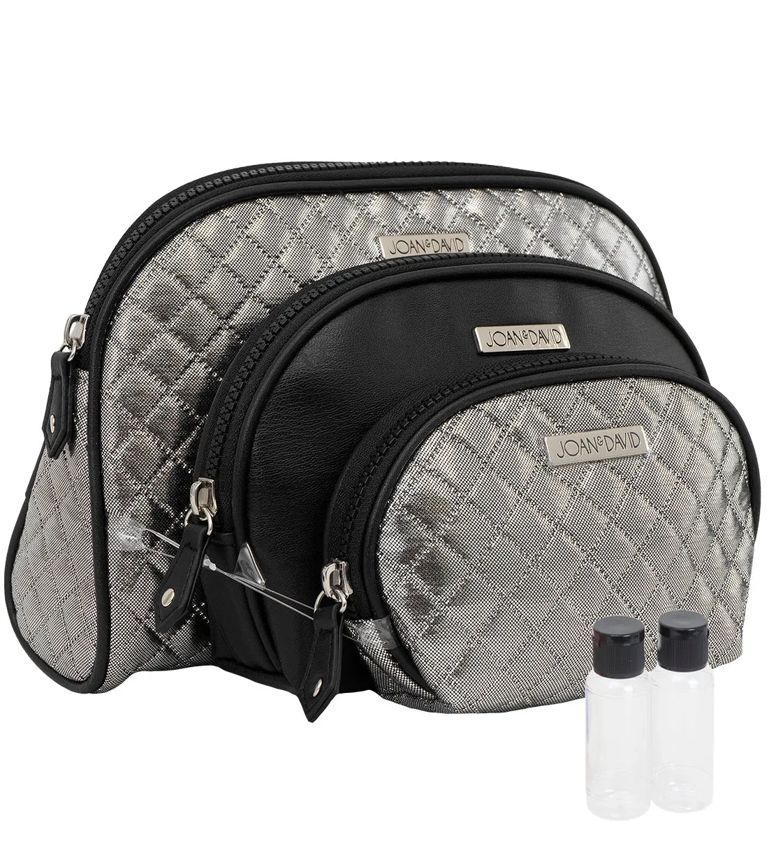 Joan & David Metallic Quilted 3 Piece Dome Cosmetic Toiletry Bag Set sold by Ruumur