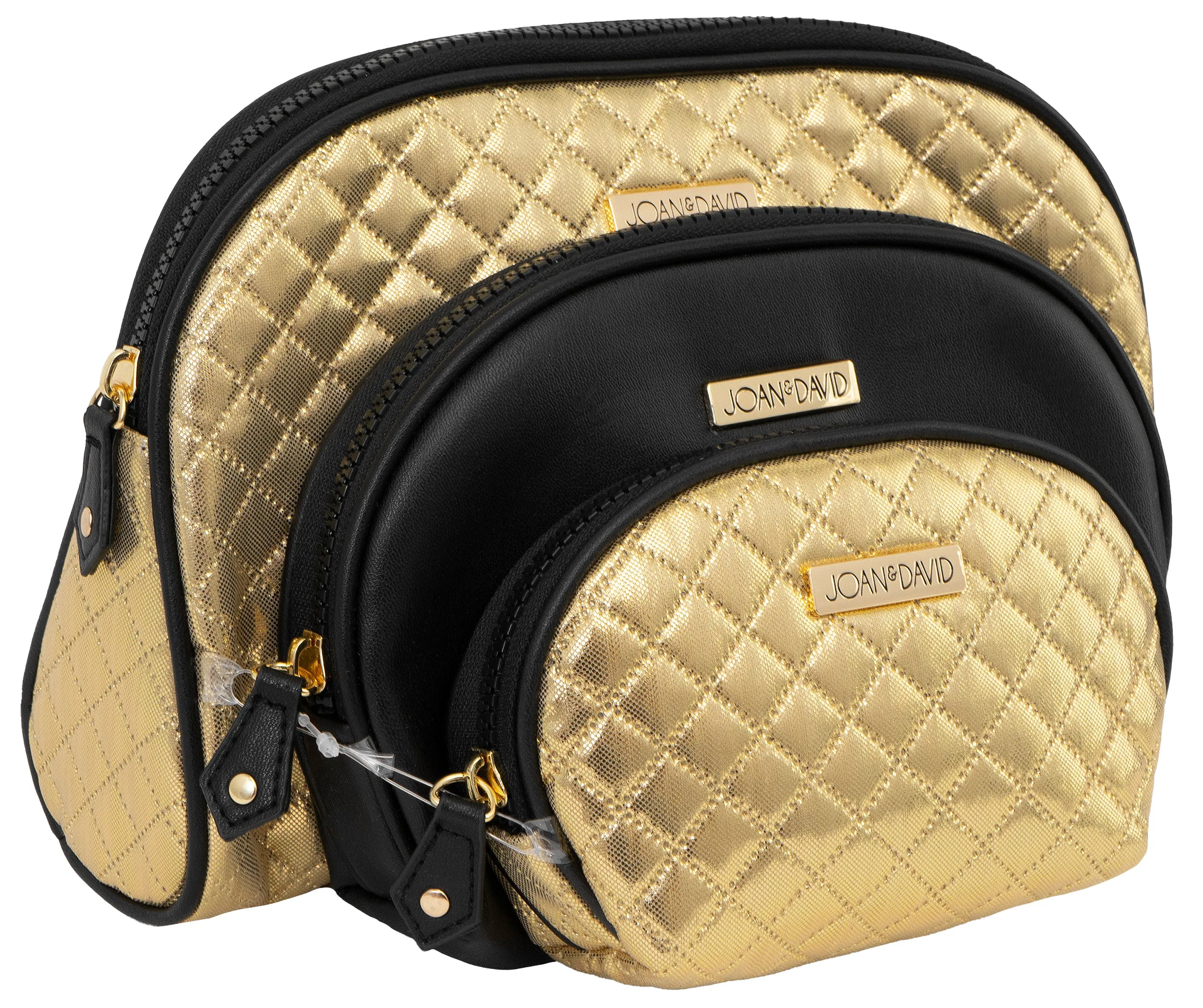 Joan & David Metallic Quilted 3 Piece Dome Cosmetic Toiletry Bag Set sold by Ruumur product image thumbnail 5
