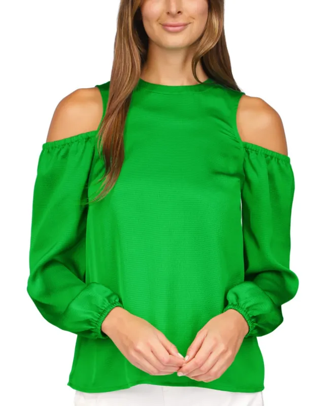 Michael Kors Women's Satin Cold Shoulder Top Green sold by Ruumur