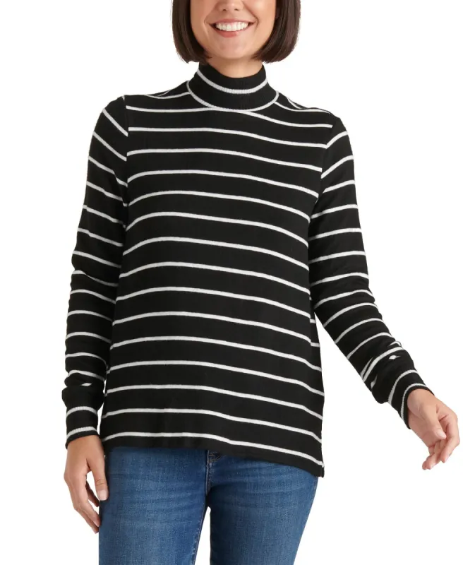 Lucky Brand Women's Striped Mock-Neck Top White Size Large sold by Ruumur
