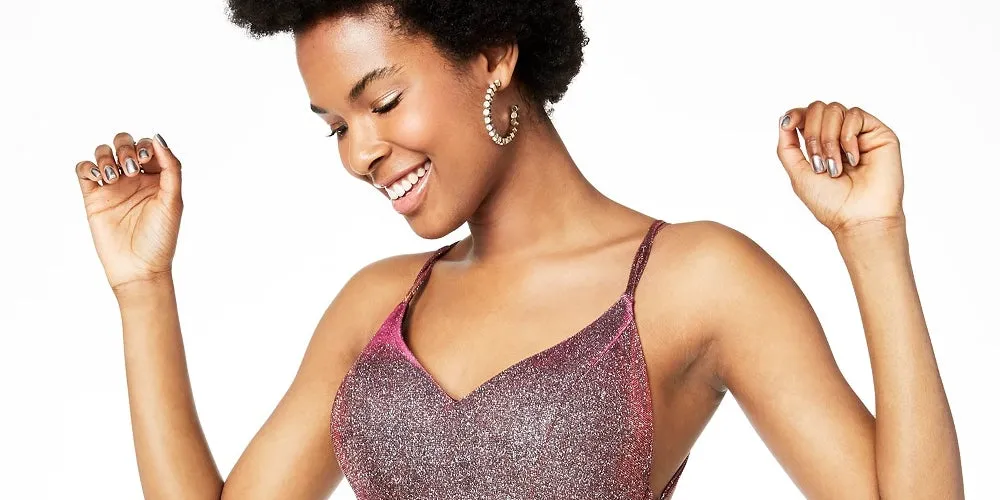 Sequin Hearts Women's Pink Shimmering Sleeveless V Neck Above The Knee Fit + Flare Evening Dress Red Size 7 sold by Ruumur product image thumbnail 2