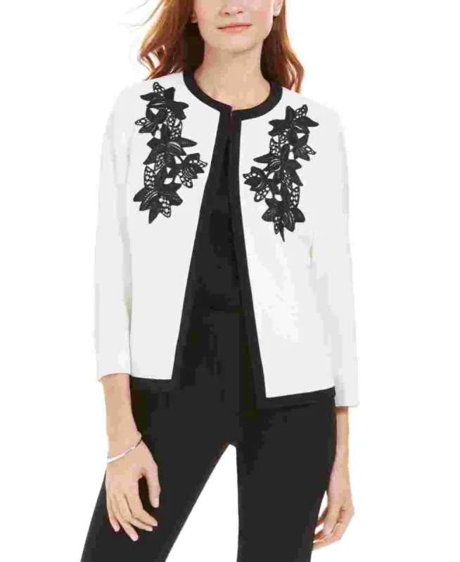 Kasper Women's Embroidered Flyaway Jacket White Size 8 sold by Ruumur