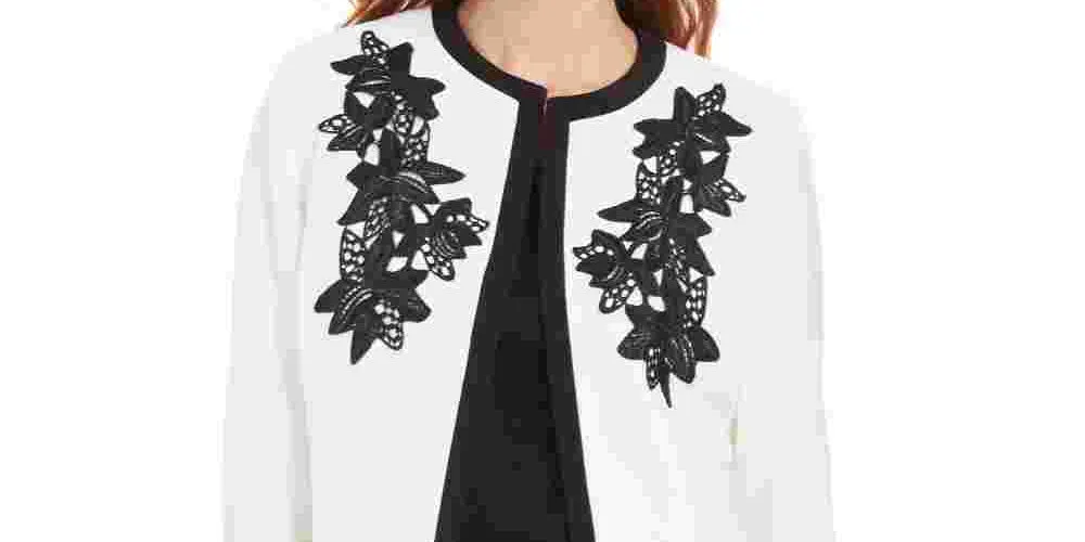 Kasper Women's Embroidered Flyaway Jacket White Size 8 sold by Ruumur product image thumbnail 2