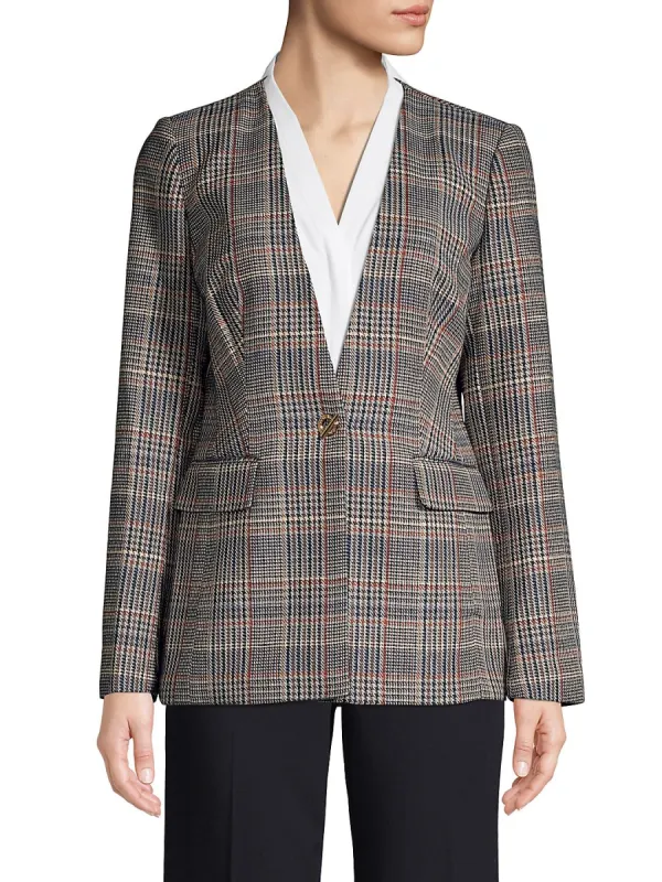 Calvin Klein Women's Plaid Tweed Blazer Brown Size 16 sold by Ruumur
