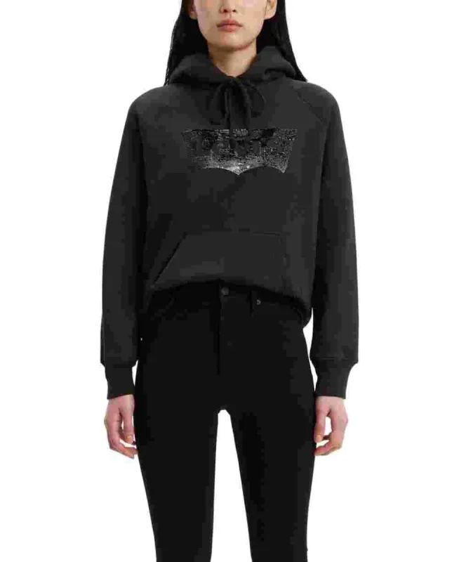 Levi's Women's Sequin Graphic Sport Hoodie Black Size X-Large sold by Ruumur