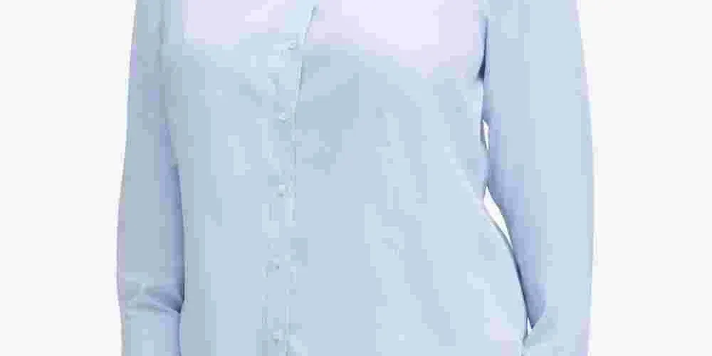 Calvin Klein Women's Plus Size Cotton Collared Shirt Blue Size 14W sold by Ruumur product image thumbnail 3