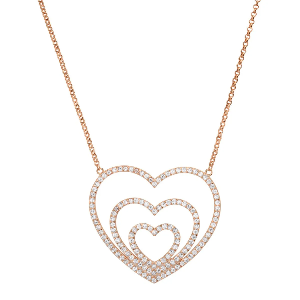 Sterling Silver "Layers of Love" CZ Heart Necklace sold by Ruumur product image thumbnail 3