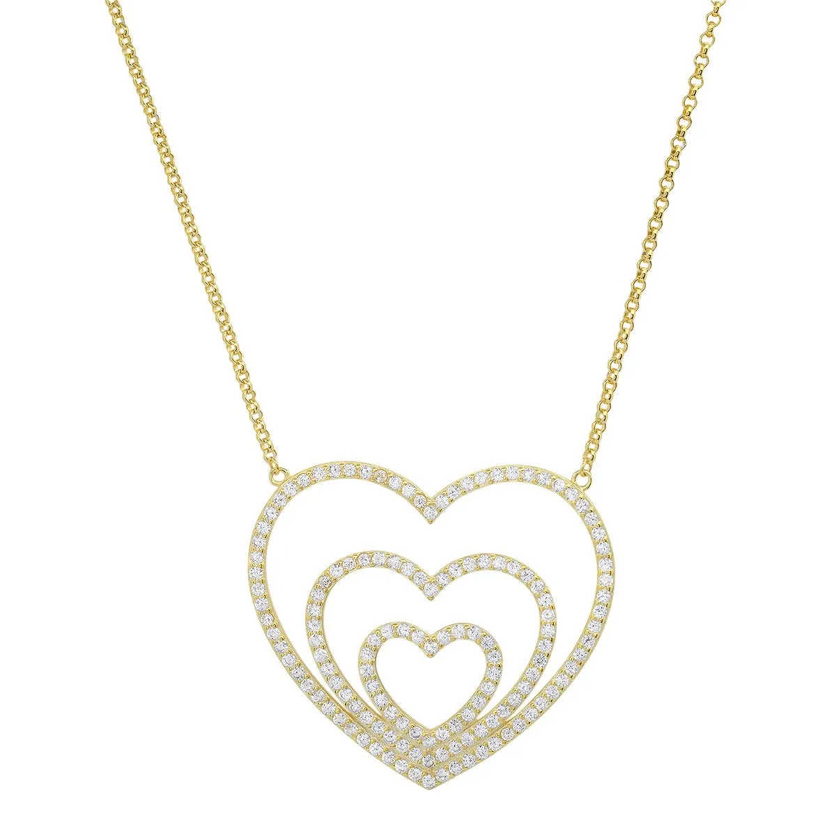 Sterling Silver "Layers of Love" CZ Heart Necklace sold by Ruumur product image thumbnail 2