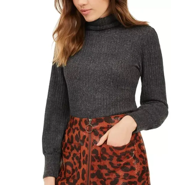 Crave Fame Junior's Ribbed Turtleneck Top Gray Size Extra Small sold by Ruumur product image thumbnail 2