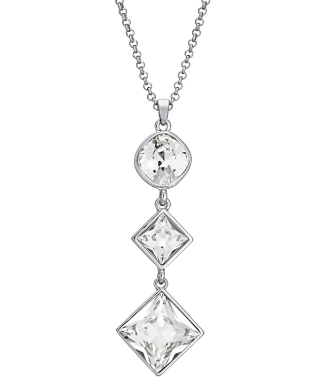 Clear Geometric Swarovski Crystal Drop Necklace sold by Ruumur