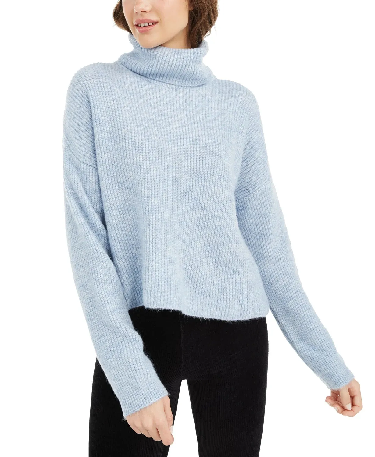 Sun + Moon Women's Boxy Turtleneck Sweater Blue Size Medium sold by Ruumur