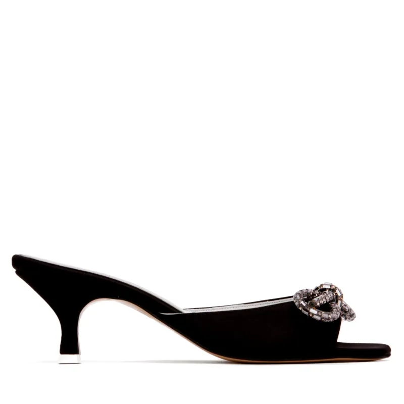 Eva Silk Satin & Leather Sandal sold by Ruumur
