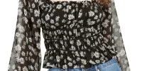 Leyden Women's Daisy Floral Print Cropped Top Black Size Extra Large sold by Ruumur