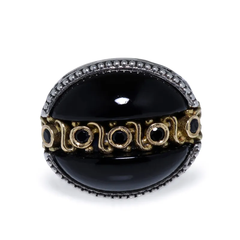 Konstantino 18K Yellow Gold and Sterling Silver and Onyx Ring DKJ766-314 sold by Ruumur
