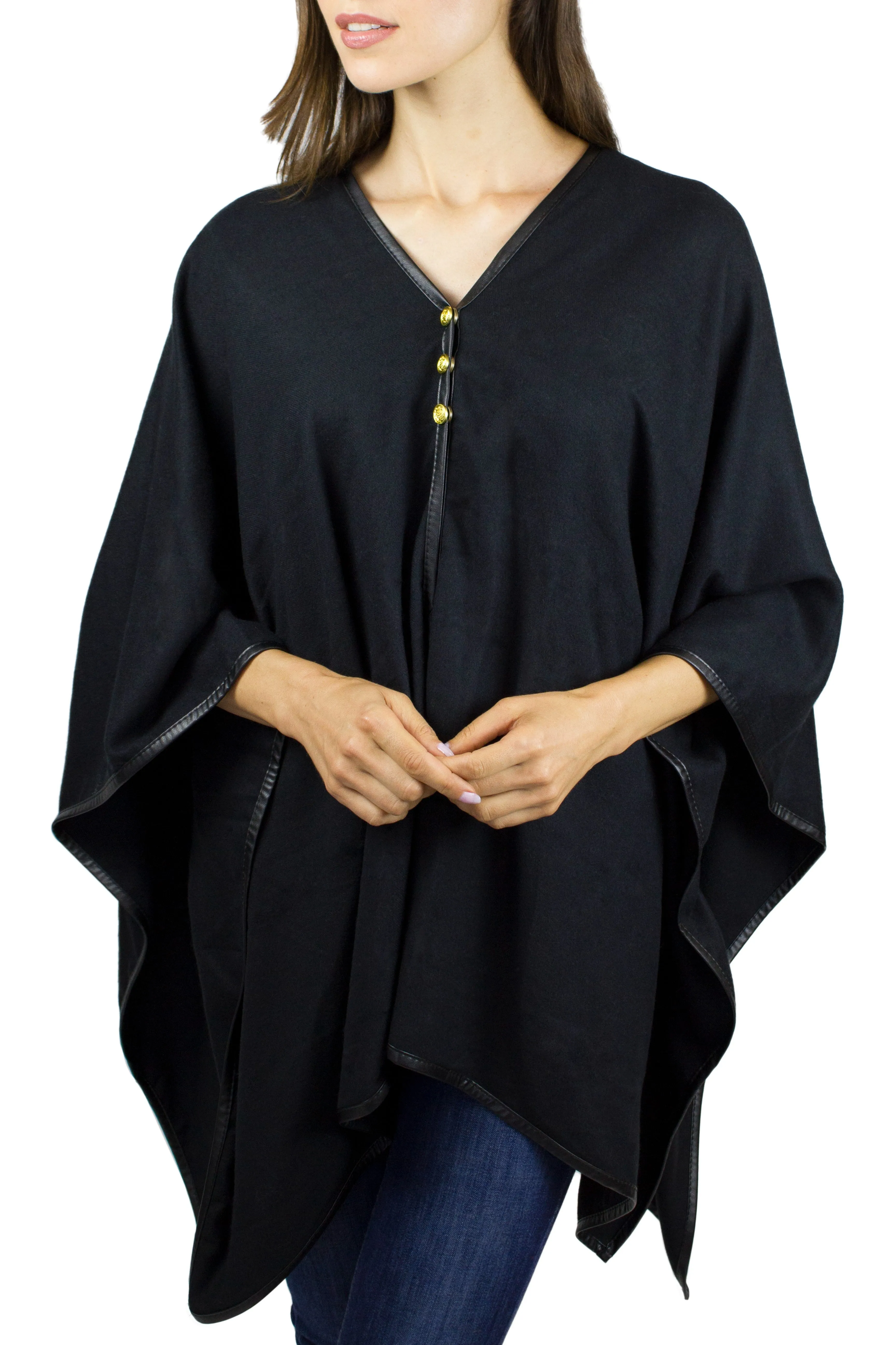 Jones New York Novelty Button Convertible Wrap Poncho (JNP310S-BK ) sold by Ruumur