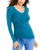 Thalia Sodi Women's Cinch-Front Rhinestone Top  Blue Size Small sold by Ruumur
