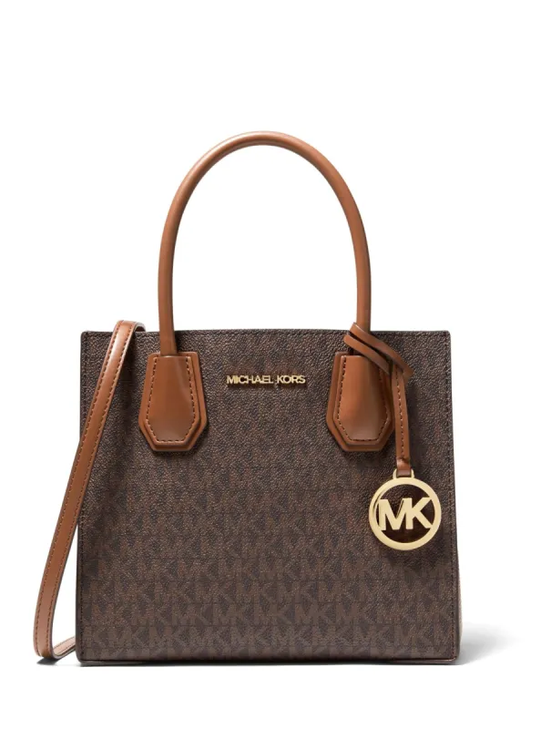 Michael Kors Women's Brown Mercer Medium Logo and Leather Accordion Crossbody Bag sold by Ruumur