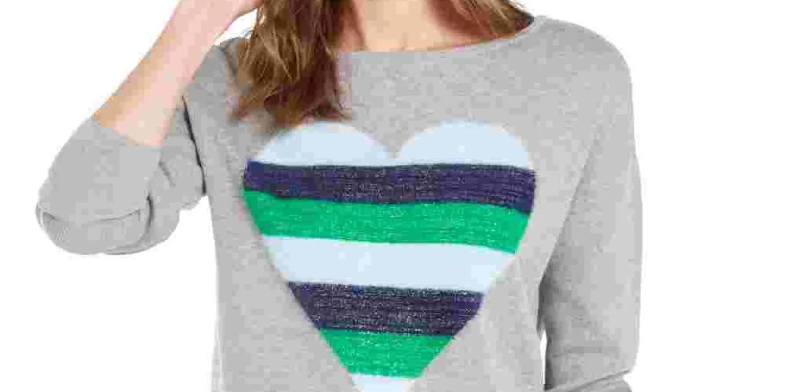 Maison Jules Women's Heart-Motif Tunic Sweater Gray Size Small sold by Ruumur