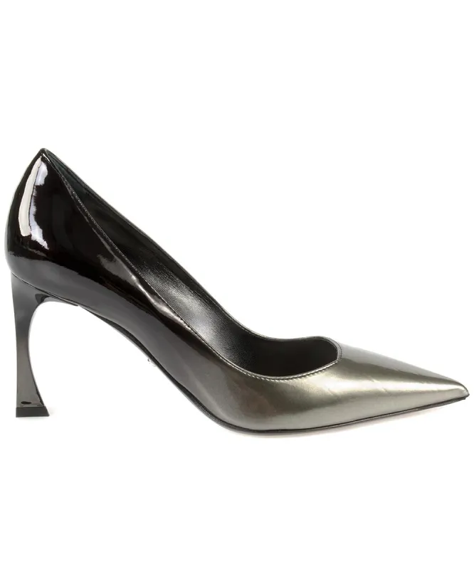 Dior Graded Patent Calfskin Pump | 8cm Heel | Grey and Black sold by Ruumur