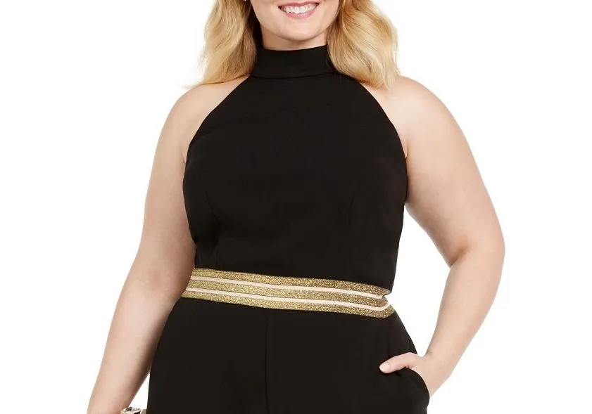 Teeze Me Women's Trendy Plus Size Banded-Waist Halter Jumpsuit Black Size 20 sold by Ruumur product image thumbnail 2