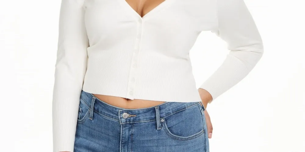 Danielle Bernstein Women's Plus Size Puff Sleeve Cardigan Natural Size 1X sold by Ruumur product image thumbnail 3